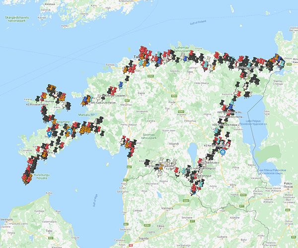 Eesti ringreisi sõjaajaloo teejuht kaart